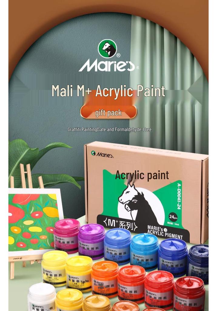 Mali Kids' Waterproof Acrylic Paint Set for Plaster Dolls and Graffiti - White, Sun-Resistant, Colorfast.