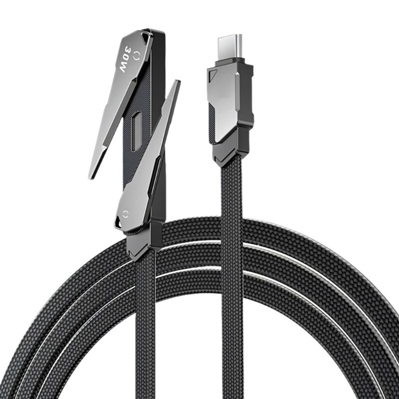 

240w/30w Mobile Phone Holder Data Cable Fast Charging Elbow Ergonomic Design Weaving Cord for e-Sports Game