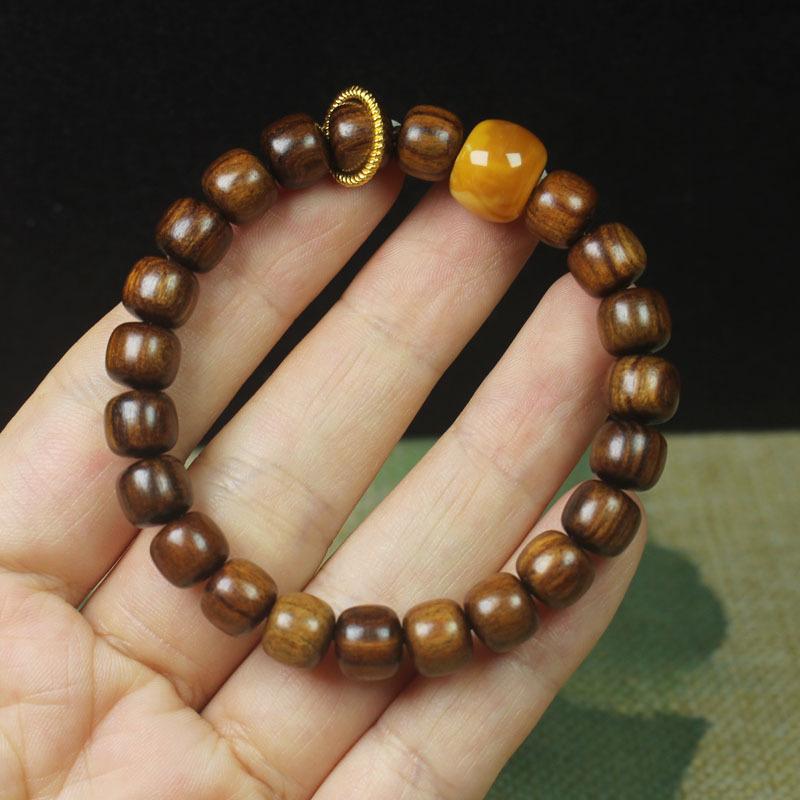 8mm Straight Cut Black Rosewood Bracelet Lotus Cat Paw Design Ladies Wooden Gift Hand Ornament