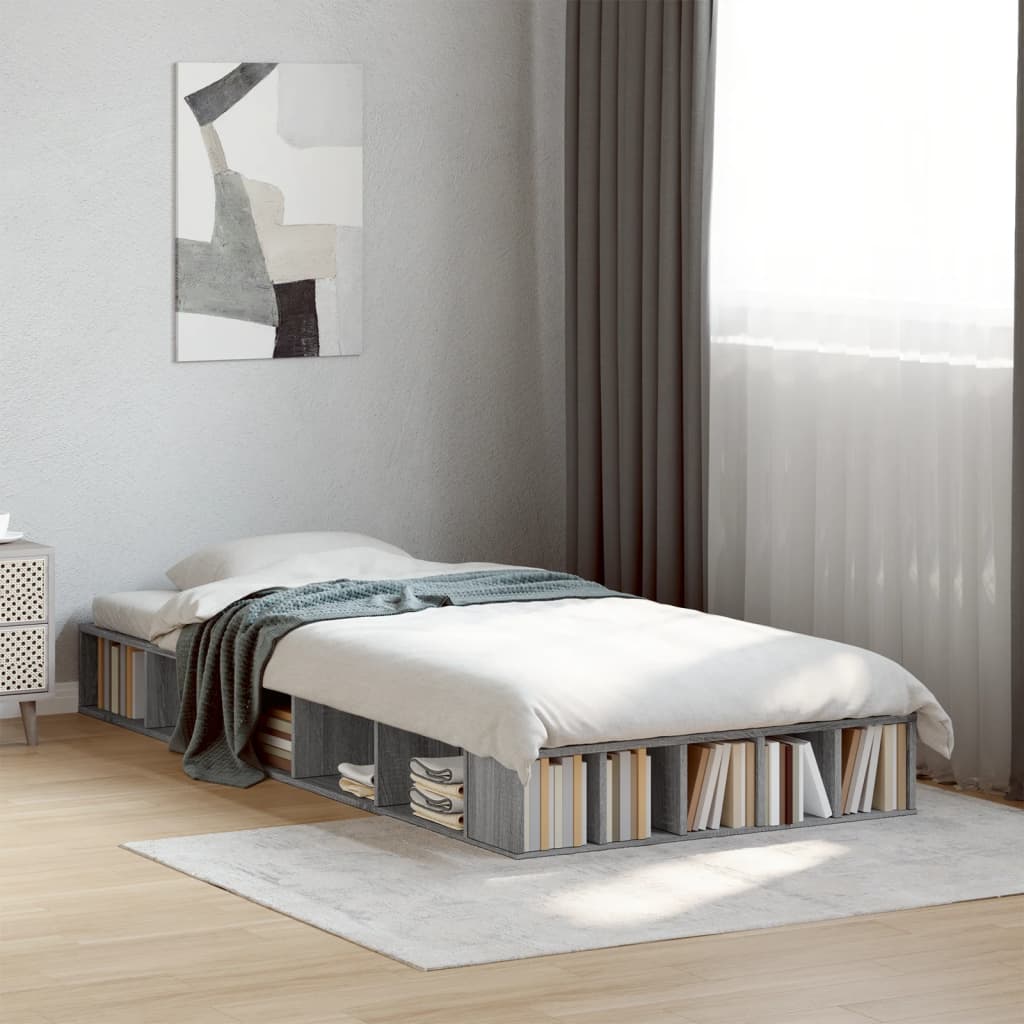 Bed Frame Gray Sonoma 75 x 190 cm Particleboard