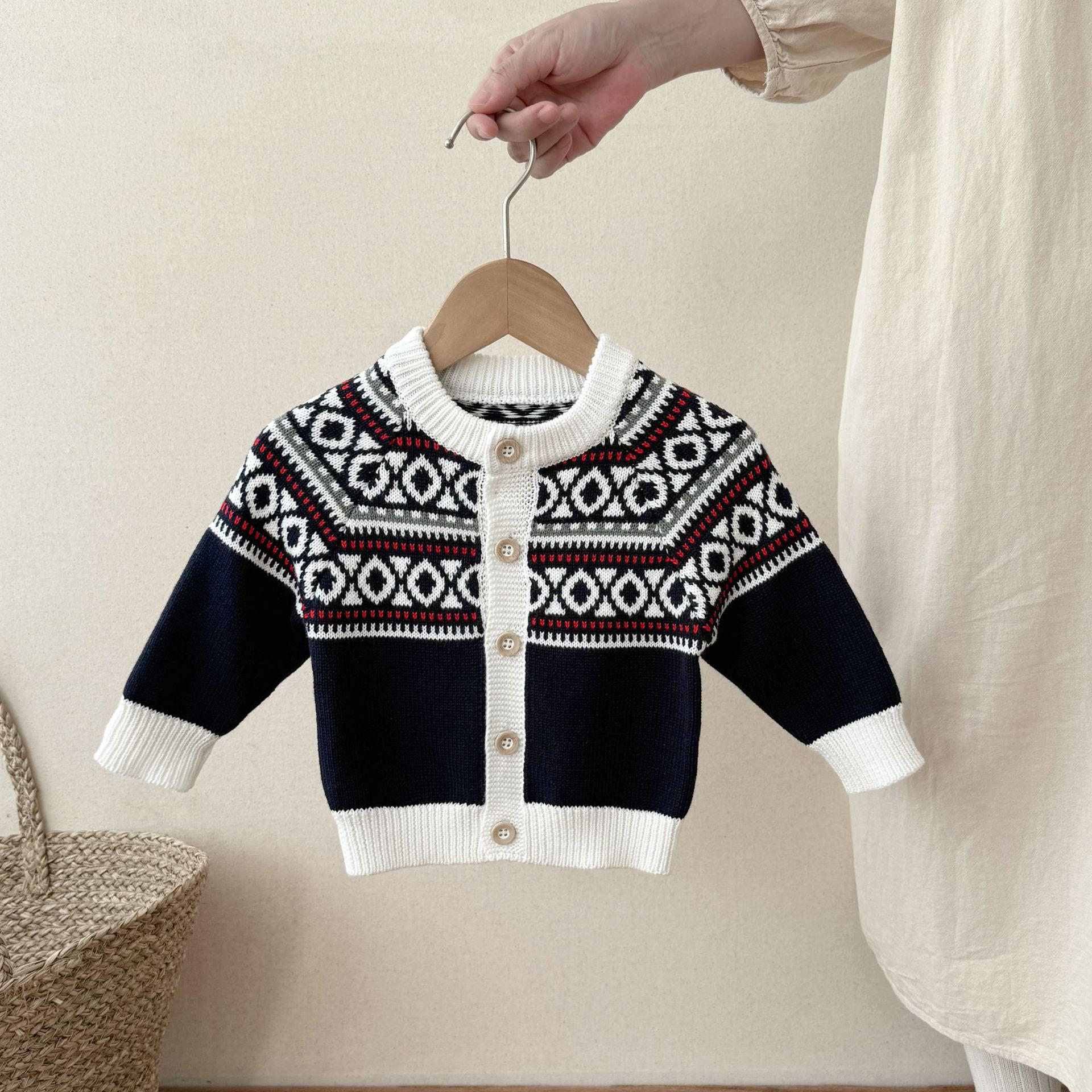 

Infant & Toddler Retro Knitted Cotton Cardigan - Spring/Autumn Fashion for Boys & Girls 80cm королевский синий