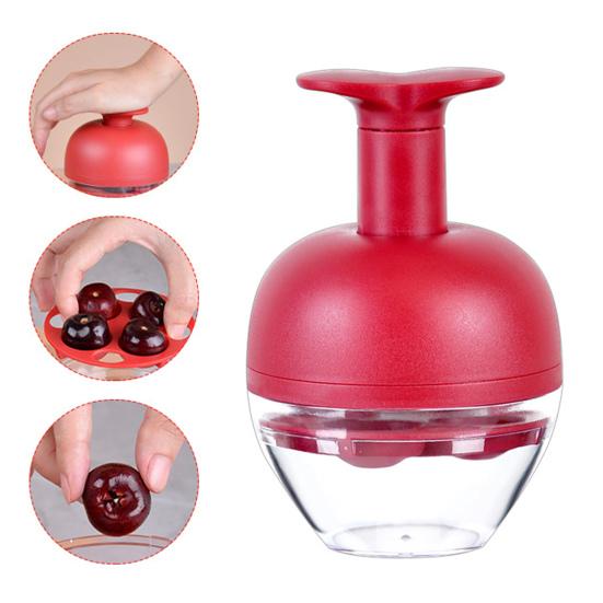 4-Hole Cherry Pitter Baking Fruit Pit Remover for Cherries Plums Multi-Functional Fruit Pitting Tool