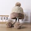 Mao Mao Hat Women's Autumn and Winter Down Fur Collar Warm Thickened Lei Feng Hat Three Hair Ball Bag Head Hat Outdoor Windproof Ear Protection