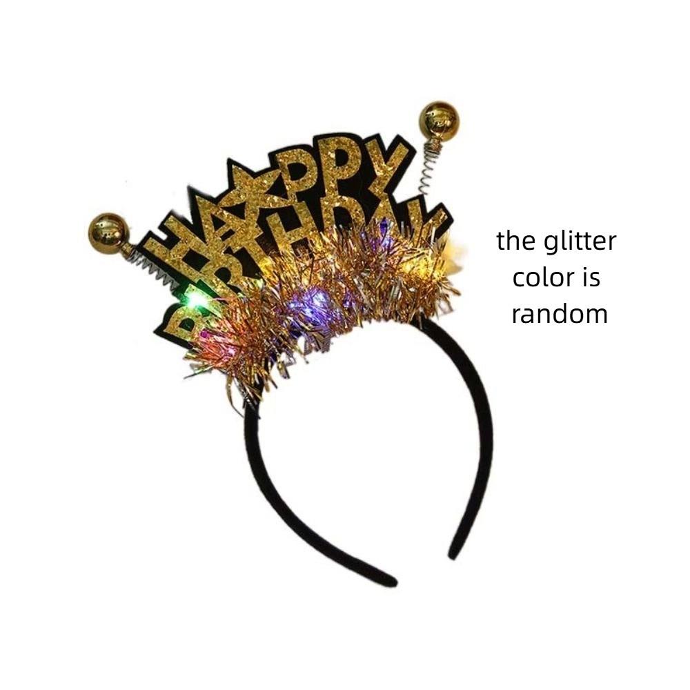 Plastic Ball LED Light Hair Hoop Letter Children Birthday Hair Bands Happy Birthday Headband  Girls