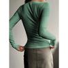 Autumn and Winter New Button-ribbed Slim-fit Knitted Long-sleeved Women's Comfortable Soft Bottoming Shirt