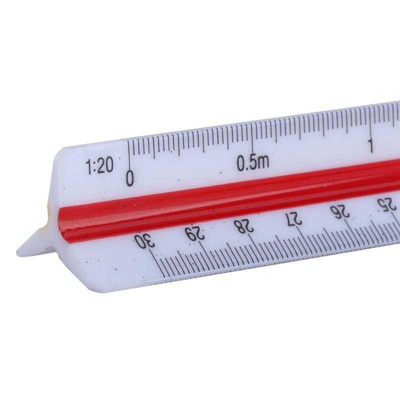 Plastic Scale Ruler, Triangular Ruler, 30cm, Triangular Ruler, Metric Scale 1:20, 1:25, 1:50, 1:75, 1:100, 1:125