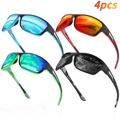 4 szt. Okulary sportowe Anti UV i antyodblaskowe Odpowiednie do jazdy na rowerze, prowadzenia samochodu, wędkowania, golfa, aktywności na świeżym powietrzu Unisex