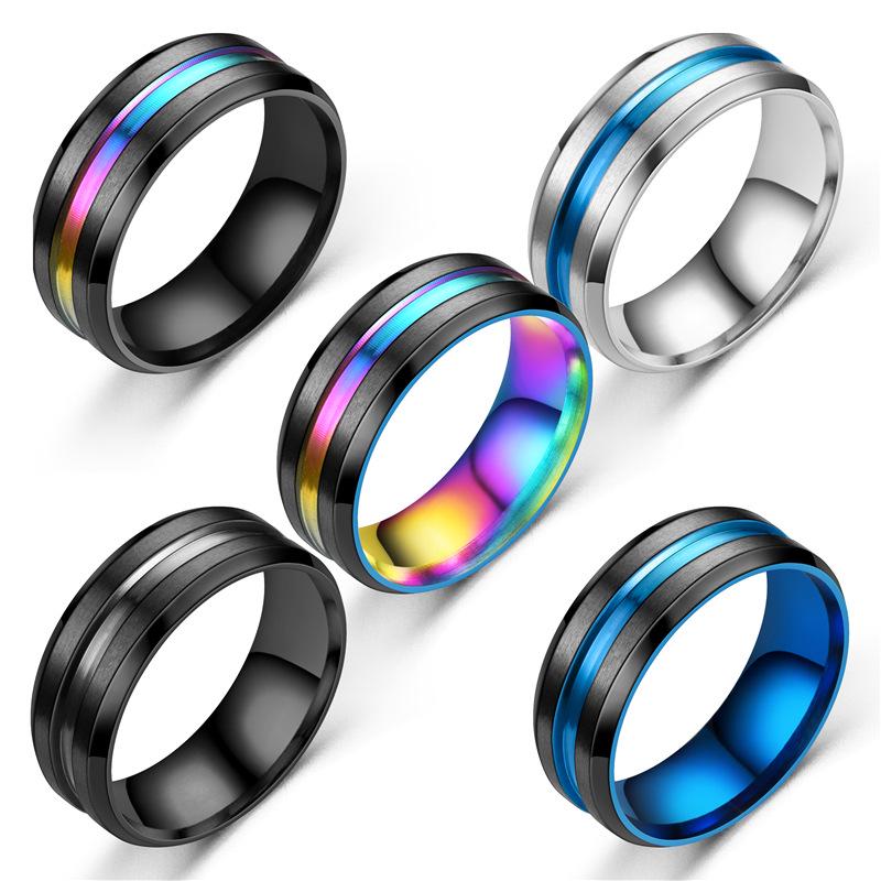 

Мужское скошенное синее кольцо из титановой стали 2021 года от Fortune Jewelry Size 10