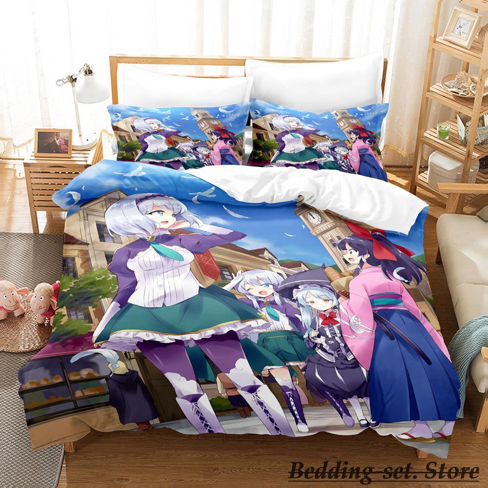 In einer anderen Welt mit meinem Smartphone Bettwäscheset Einzelbett Twin Full Queen King Size Bettset Erwachsener Kind Schlafzimmer Bettdeckenbezug Sets Anime