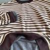 Neat Fit Loose Oversized Retro Brown Striped Round Neck Sweatshirt for Women