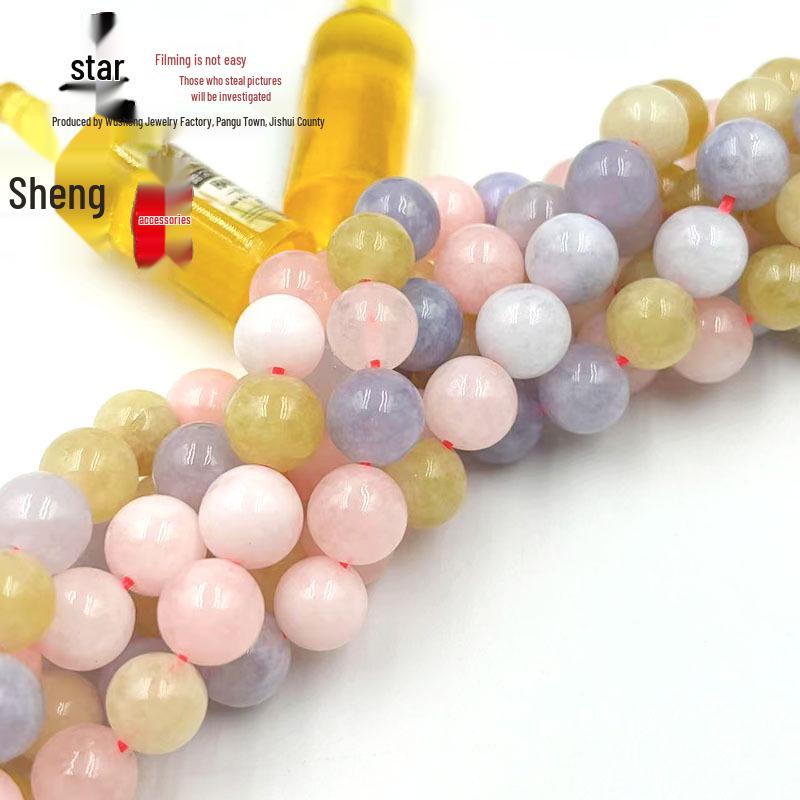 Multicolor Morganite Chalcedony Round Beads for DIY Jewelry - Earrings, Necklace, Pendant.
