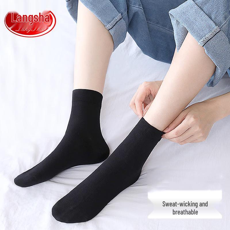 

Langsha Women s Cotton Mid-Calf Socks One Size
