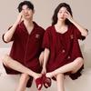 Damen Anti-Bakterielle Hochzeits-Pyjama - Rotes Jahr der Ratte Set, Sommer Baumwolle Kurzarm & Shorts, Paar Hauskleidung.