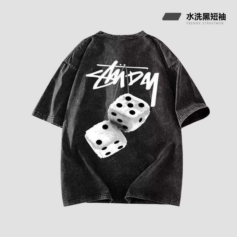 

Уличная мода Свободная парная футболка с коротким рукавом Мужская и женская Буквы Тяжеловесная футболка С открытыми плечами Большой размер Пять элементов футболки L серый