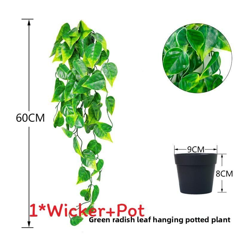 Faux Hanging Vine Plant With Green Leaves For Balcony And Party Decoration