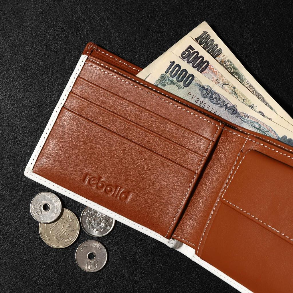 [rebolld] Baseball leather glove leather bi-fold wallet hand stitched (brown)