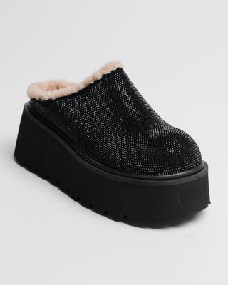 Plateau-Uggs mit Strasssteinen Suny Liana 53500 36 schwarz Wildleder Wolle