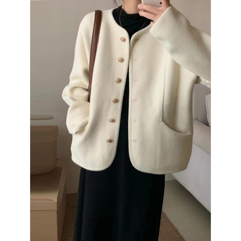 

New autumn women s coat woolen coat women s autumn and winter high-end women s top one size fits all белый