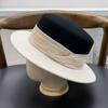 French Celebrity Style Autumn and Winter Wool Flat Top Top Top Hat Female Elegant Color Matching Wide Edge Felt Hat Shows Small Face