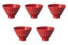 Set of 5 Vermilion Tokusa Large X Setomonohonpo High-Based Bowls, [15.2 10.5 Cm] Multi-Purpose Bowls,