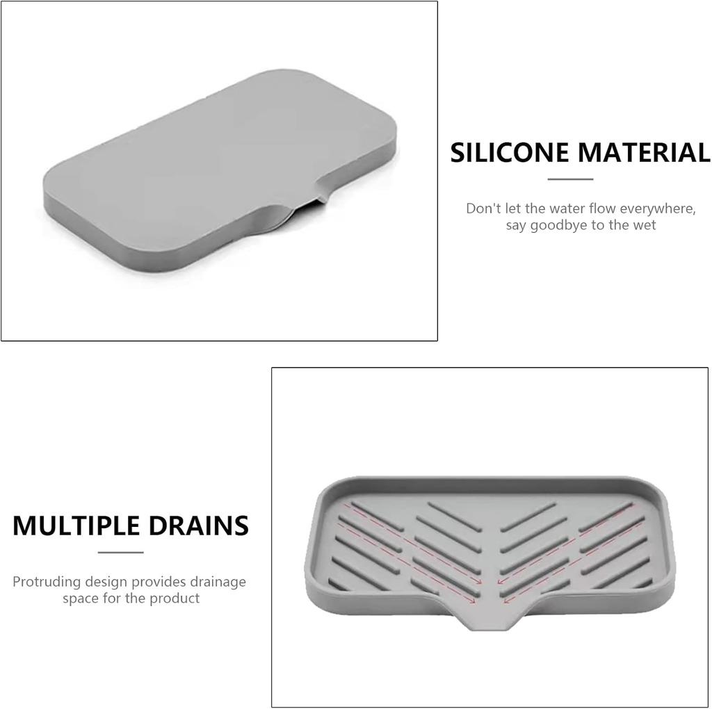 Kitchen Sink Organizer: Silicone Faucet Mat For Soap Dispenser, Waterproof Countertop Storage Tray, Sink Splash Guard Pad