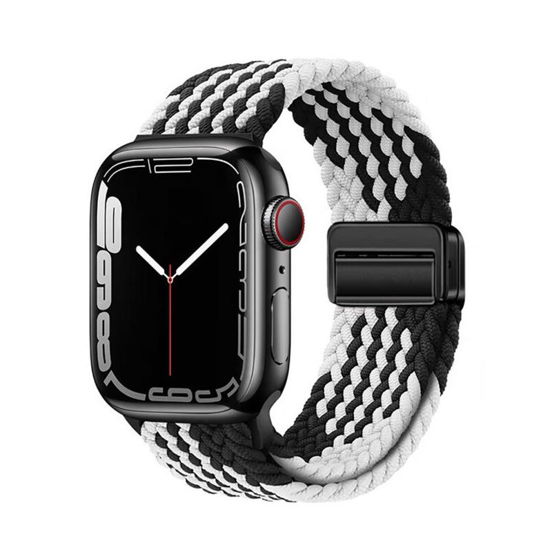 Magnetic Buckle Nylon Watch Strap for Apple Watch Series 5-10 Smartwatches