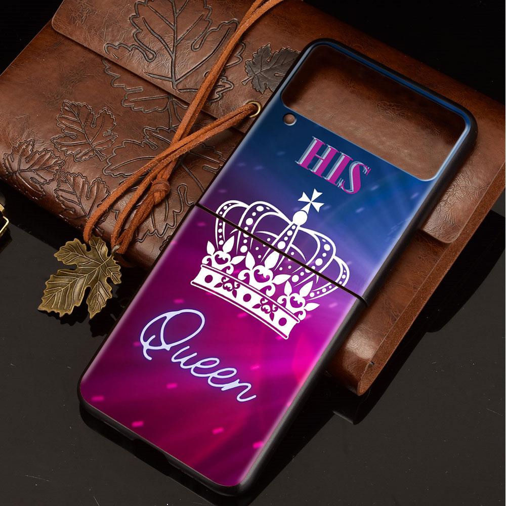 Luxusní pouzdro pro Samsung Galaxy Z Flip 4 3 5G černé PC pevné pouzdro na telefon módní zadní kryt ZFlip Funda princezna máma královna skořápka