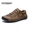 Nya Vår Herrskor Snörskor Man Utomhus Fritidsskor Kvalitet Spaltläder Loafers Man Flats Skor Mockasiner Skor