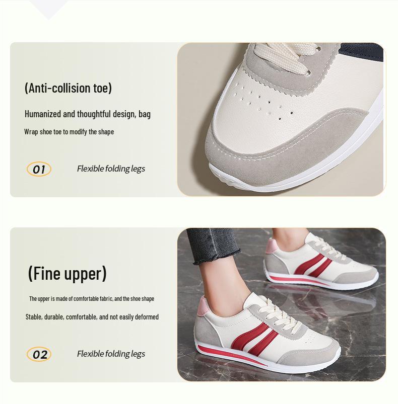 2025 Autumn Women's Lace-up Casual Sneakers: Soft Sole, Non-slip, Versatile Flat Running Shoes for Students