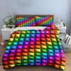 Pixel Art Rainbow Squares Pattern Bedding Duvet Cover Set  (1*Duvet Cover 2*Pillowcases, Without Duvet Insert)