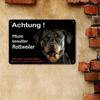 Ostrzeżenie Pies Rottweiler Metalowa Puszka Tabliczka Sztuka Ścienna Zewnętrzna xcm