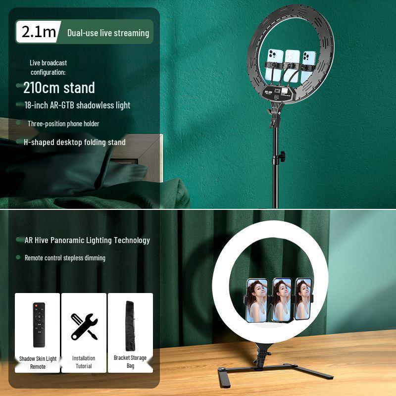 22-inch Mobile Phone Stand with Fill Light for Live Streaming & Photography