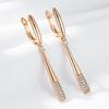 Fashion  Rose Gold Color Long Drop Earrings For Women Girl Mosaic Natural Zircon Accessories High Quality Daily Jewelry