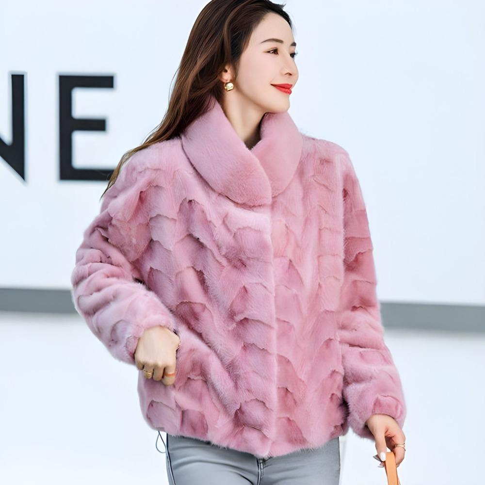 New Fur Real Mink Fur Patchwork Mink Coat Genuine Leather Fur Mink Short Pink Mink Real Mink Send Mom and Wife