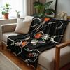 Skeleton Icon Cartoon Anime Print Flannel Blanket Soft Warm Throw for Kids Bedroom Sofa Christmas Office Car