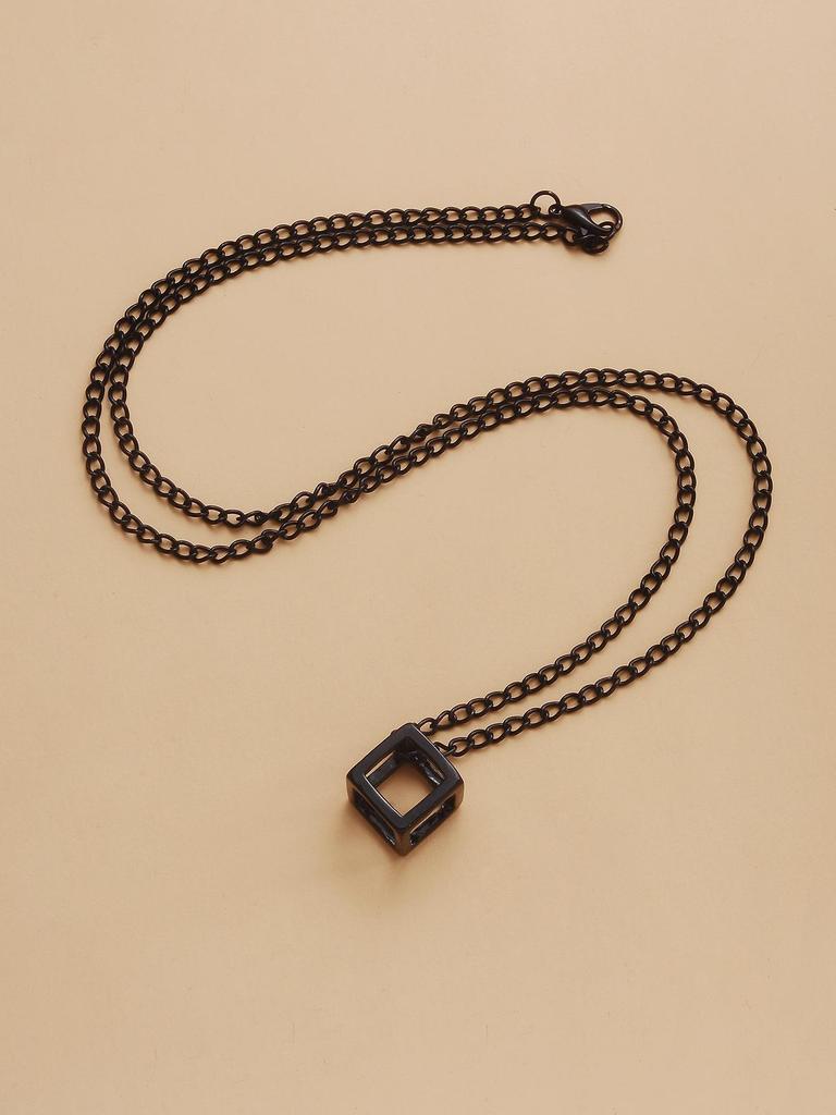 Trendy European-American Cube Necklace Sweater Chain