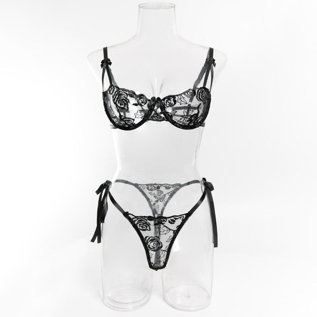 Elegant Cross-border Sexy Embroidered Lace Butterfly Bra & Lingerie Set