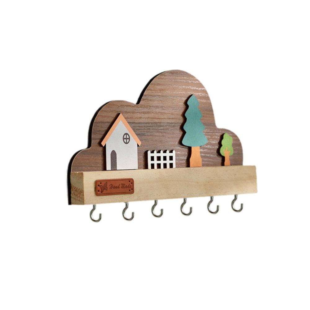 No-Drill Key Storage Hanging Hook Solid Wood Coat Rack Practical Door Wall Hook  Home Decor