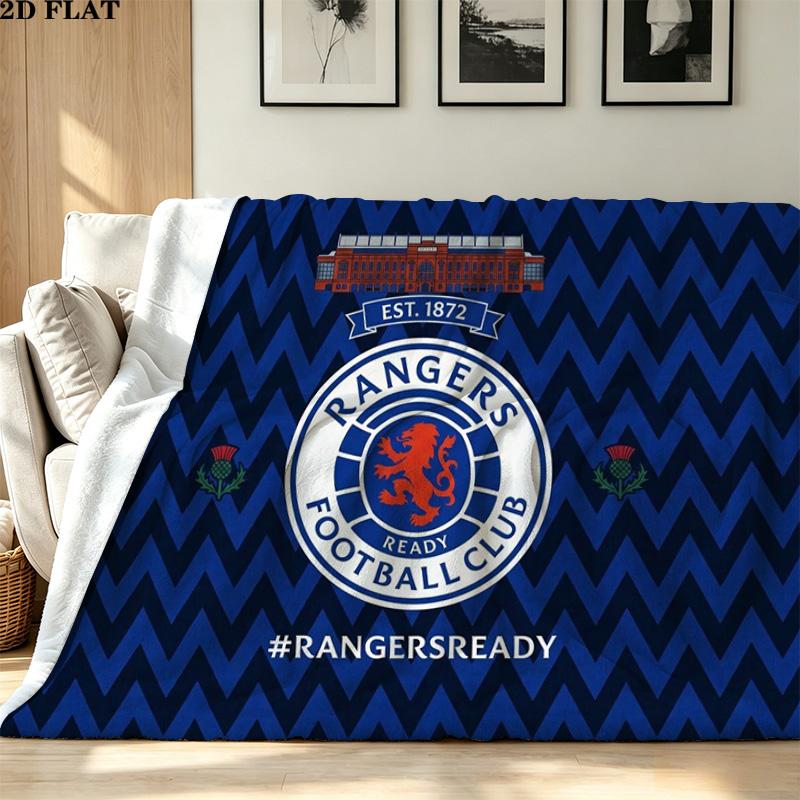 Rangers FC Print Flannel Blanket High Quality Warm Comfortable Cover for All Seasons Perfect for Gifts Home Decor