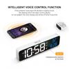 Charging Version Large Screen LED Digital Music Wall Clock Weekday Sleeping Table Clock 2 Alarm Clock Temperature Voice Control Model
