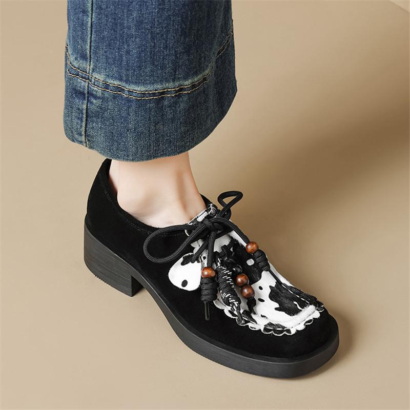 Fashion New Spring/Summer Horsehair Women Pumps Shoes for Women Fashion Mixed Color Round Toe Lace Women Shoes Loafers Platform Shoes