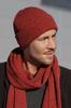 Patrick Men' Set - Hat and Scarf, Red (Merino & Silk)