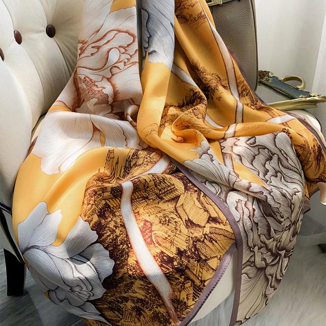 

Розкішний бренд осінь і зима для жінок, новий стиль, мода, відповідний колір, принт, шовковий шарф, жіноча популярна платок, пляжна шаль