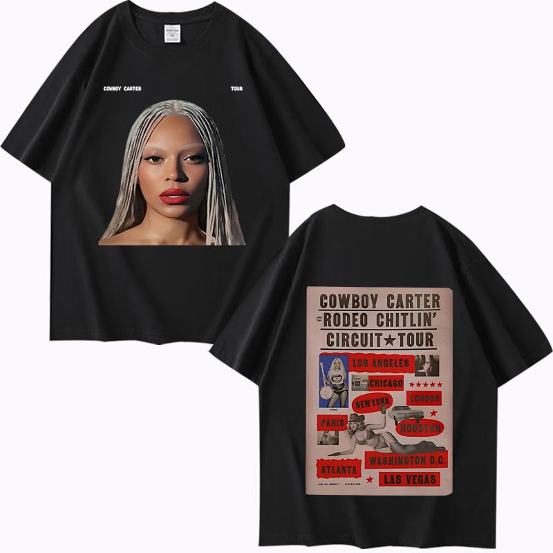 

Beyoncé Cowboy Carter Tour 2025 TShirt men women Oversized 100% Cotton Hot sale short sleeve Summer print Unisex plus size tops 4XL