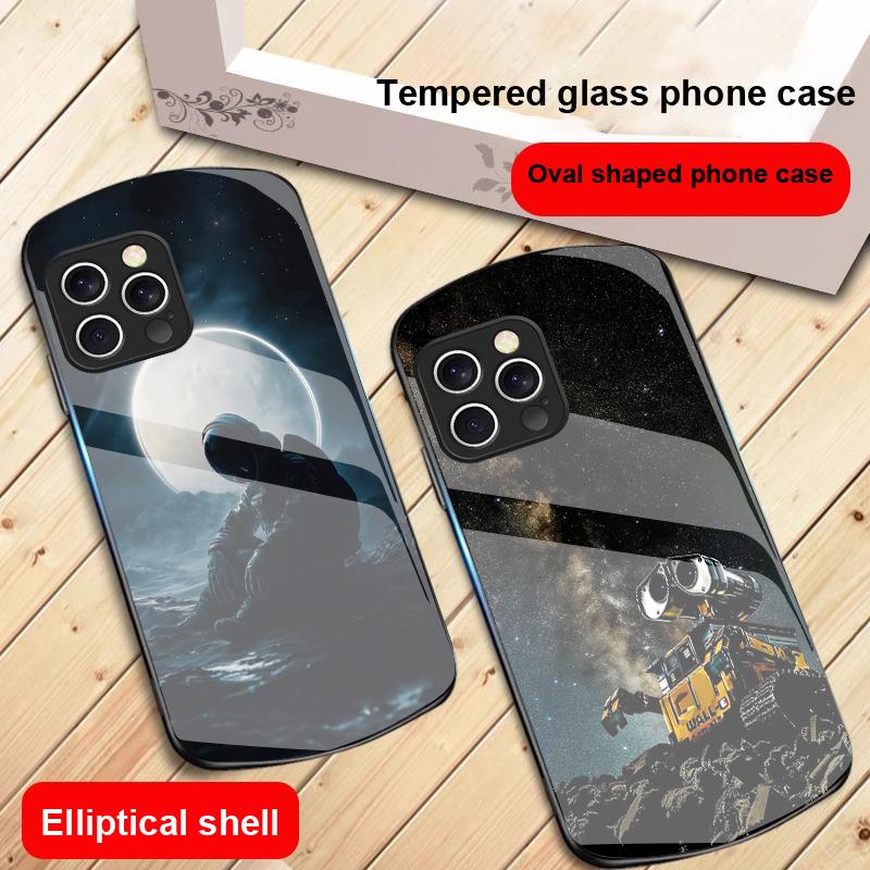 Red Moon Explorer For IPhone 16 Pro Max 15 Pro 14 13 12 Mini 11 XS Max XR 7 8 Plu SE 2022 Elliptical Glass Phone Case