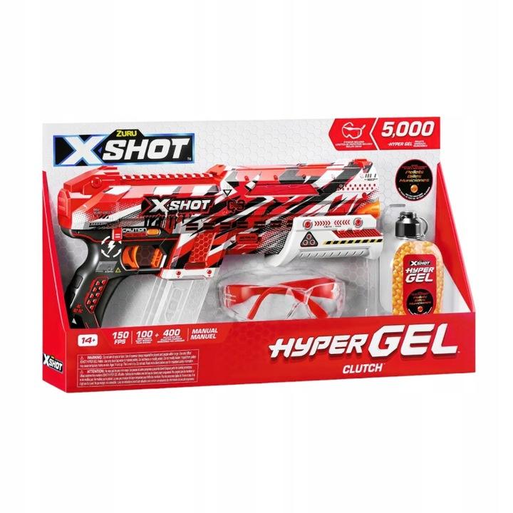 Zuru X-Shot Hyper Gel Wyrzutnia Pistolet Clutch Zestaw Kulki Gogle Ochronne