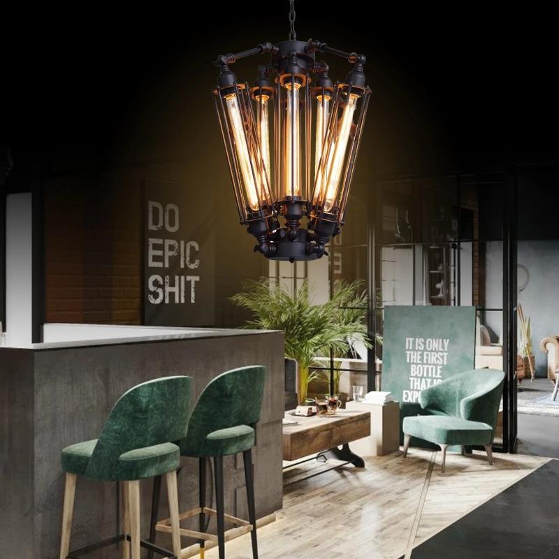 Industrial Metal Steampunk Pendant Hanging Lamp Black Retro Chandelier Light