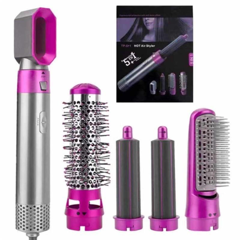 5-in-1 Rotating Hot Air Brush & Curling Iron - Multi-functional, No-Damage Big Wave Hair Dryer