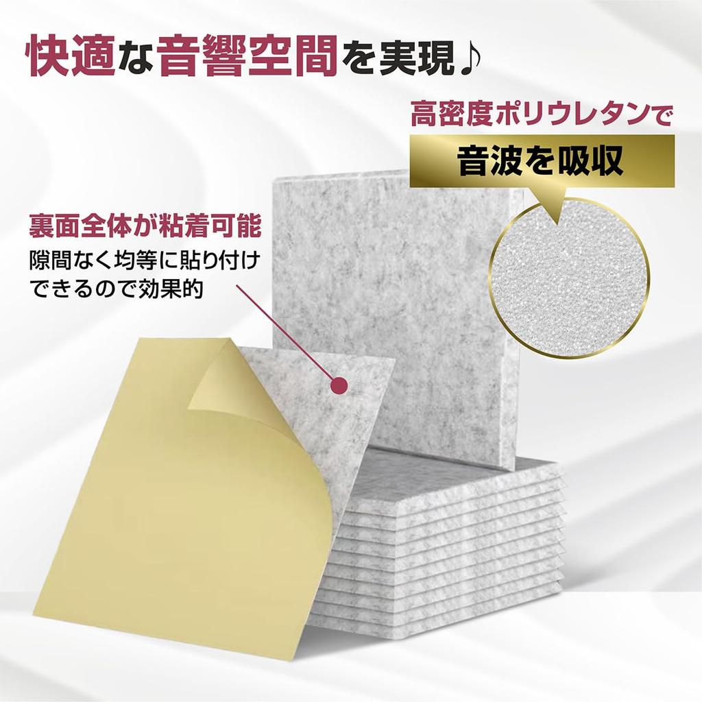 MIKISHO Sound-Absorbing Material, Soundproofing Sheet, Soundproofing Sheet, Sound-Absorbing Board, Sound-Absorbing Panel (Gray, Set of 24)