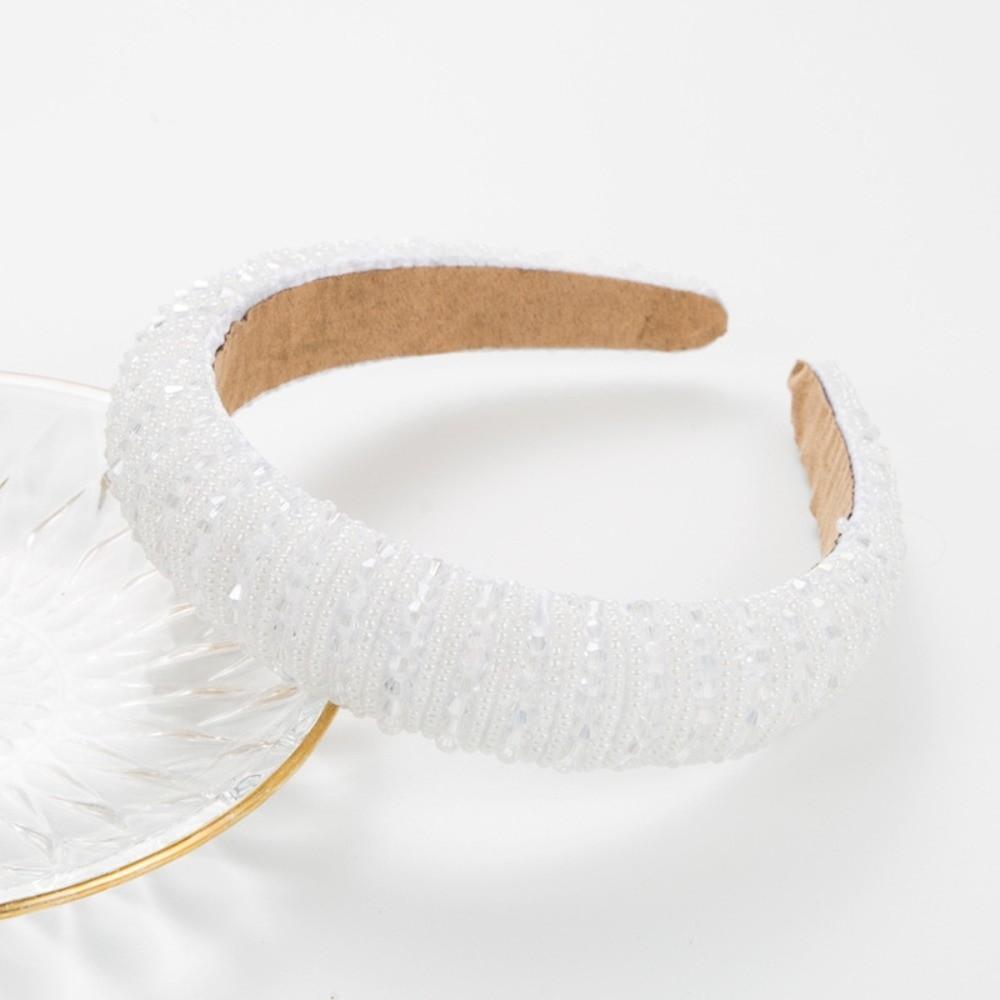 Simple Design Crystal Hair Bands Sponge Thickened Beads Hairbands  Female Hair Accessories 1